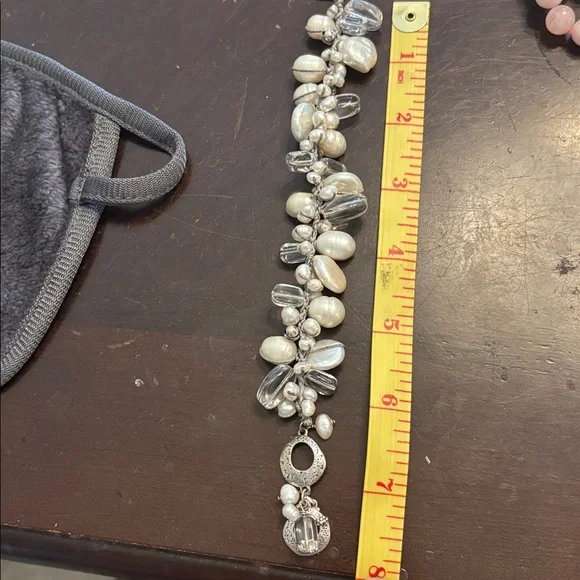 Silpada Elegant 925 Silver toggle and pearl & clear glass beads Bracelet - Picture 8 of 8